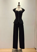 Black Zip Top & Wide Pants (3115TB084/3115PT037)