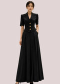 short-sleeve blazer with  high-waisted wide-leg trousers (0117JK078/0117PT052)