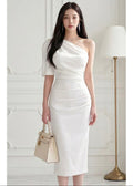 one-shoulder asymmetrical dress (0423DR075)
