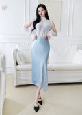blouse and a white mermaid-style skirt with lace (0411TB159/0411SK158)