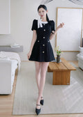 contrast collar bow mini A-line dress (0403DR114)