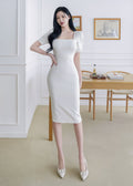 Square-Neck Fitted Dress (0409DR064)