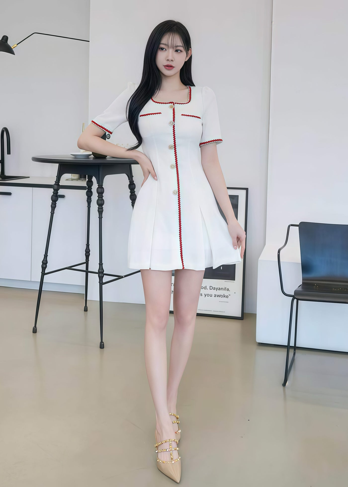 Knit mini dress with contrast tipping (0610DR028) – Slady Singapore