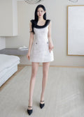Sleeveless Grid Dress with Ruffle Collar dress (0411DR311)
