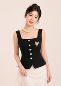 sleeveless top with brooch (SLMTB004)