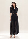Pantsuits with chiffon wide-leg sheer pants (0117JK077/0117PT051)