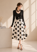 cardigan with a delicate V-neckline &polka dots (0084JK026/0084SK063)