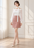 Off-the-shoulder fitted top & mini skirt (0113TB102/0113SK069)
