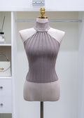 Ribbed knit halter top (0411TB163)