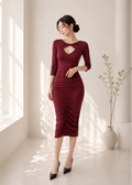 three-quarter sleeve midi pencil dress (0408DR035)