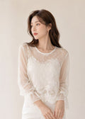 Korean-style lace brokat blouses (Q541TB046)