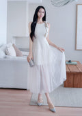 sleeveless  sheer tulle dress (0402DR018)