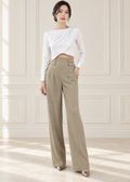draped front Blouse & high-waist wide-leg trousers(0135TB074/0135PT004)