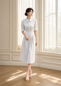 short-sleeve midi shirt dress (0116DR019