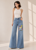 Unique graphic print jeans (2219PT032)