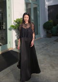 Self-Portrait Fine Lace Satin Maxi Dress (Q464DR022)