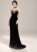 black velvet evening gown (SLCDGO041)