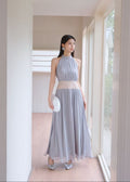 halter-neck pleated maxi dress (SLYDR001)