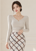 long-sleeve ribbed top (0135TB066)