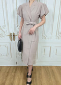 Double-Breast Puff Sleeve Dress (Q464DR028)