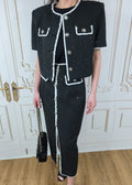 Contrast Trim Skirt & Jacket (Q464JK027/Q464SK028)