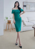 Cape Sleeves Sabrina Wrap Midi Dress (0410DR059)