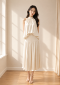 high neck top and sheer layered skirt (3115TB102/3115SK070)