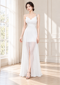 Spaghetti strap evening gown (0411GO016)