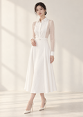 long sleeves shirt and midi skirt (C544TB018/C544SK021)