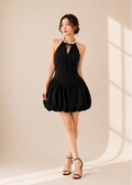 halterneck puff ball mini dress (2219DR025)