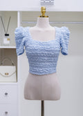 puff-sleeve lace blouse with a square neckline (0403TB068)