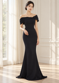 off-the-shoulder floor-length evening dress (SLTGO026)