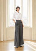pinstripe pleated wide-leg trousers (0116PT019）