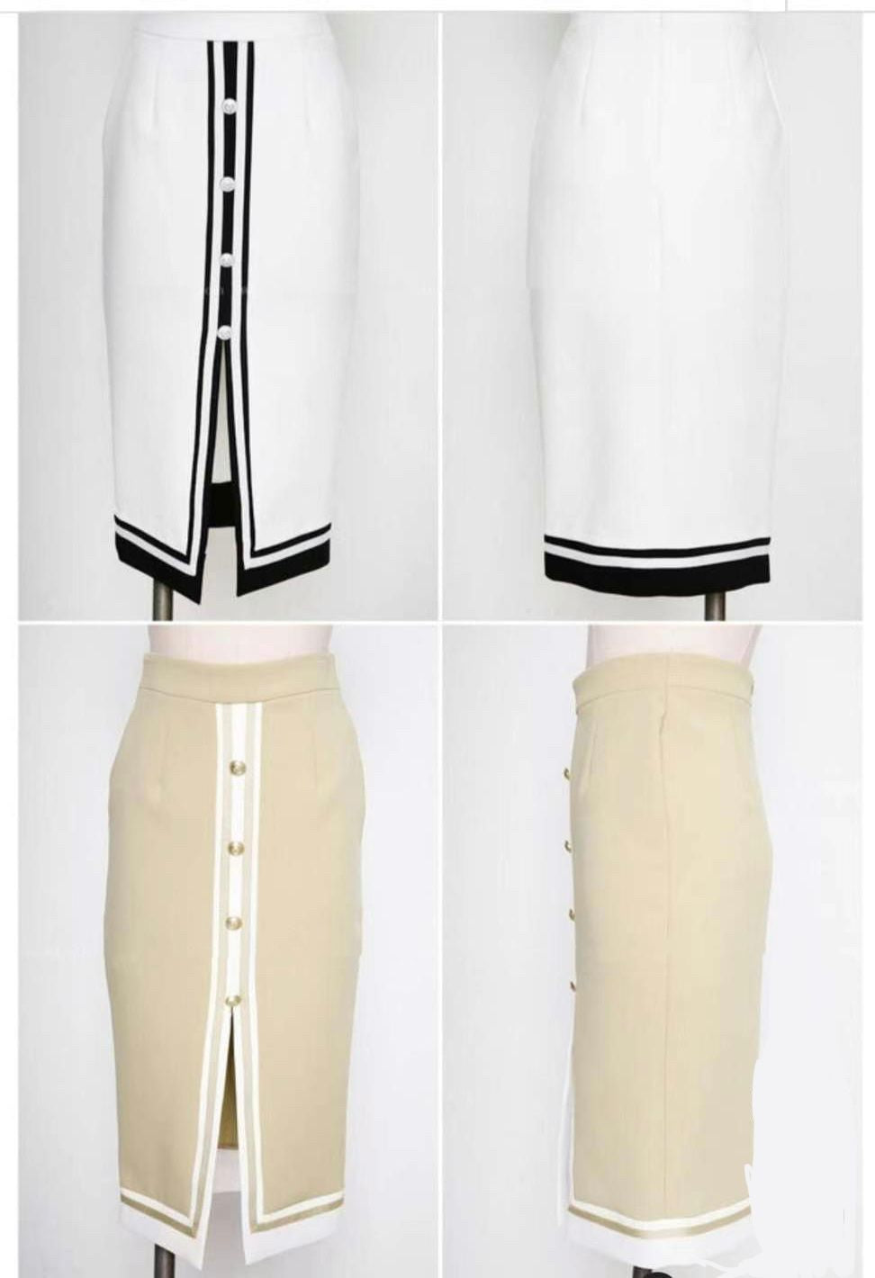 Two-toned Mid Stripes Slit Skirt