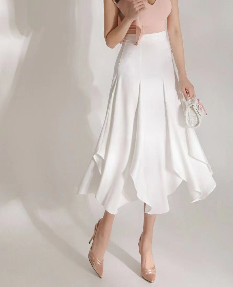 Midi Skirts White Skirt Flowy Flowy Midi Length Skirts Flowy