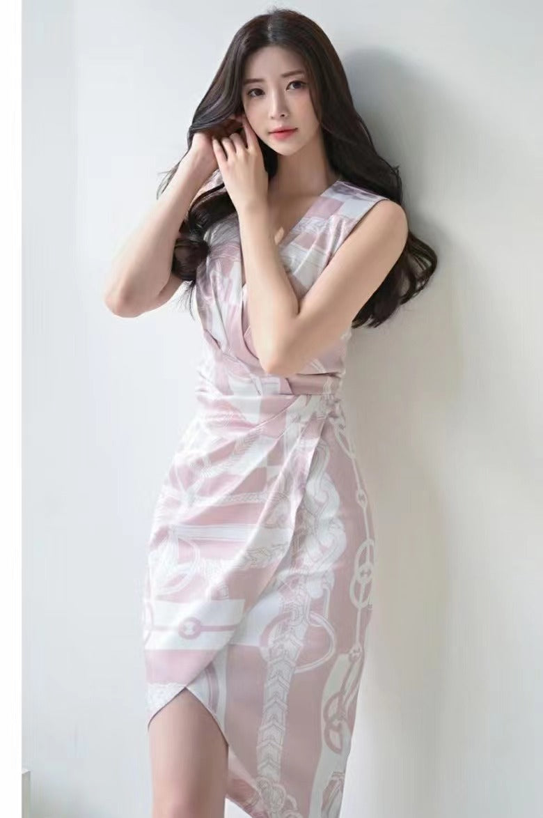 Printed Asymmetrical Mini Dress