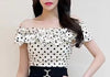 Polka Dot Off Shoulder Ruffles Top