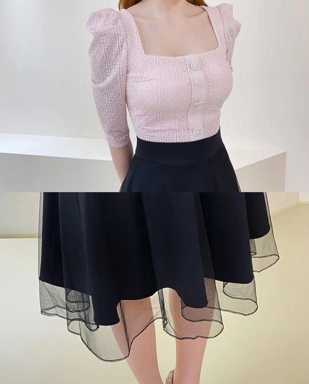 Double Layer Tulle High Waist Mini Skirt