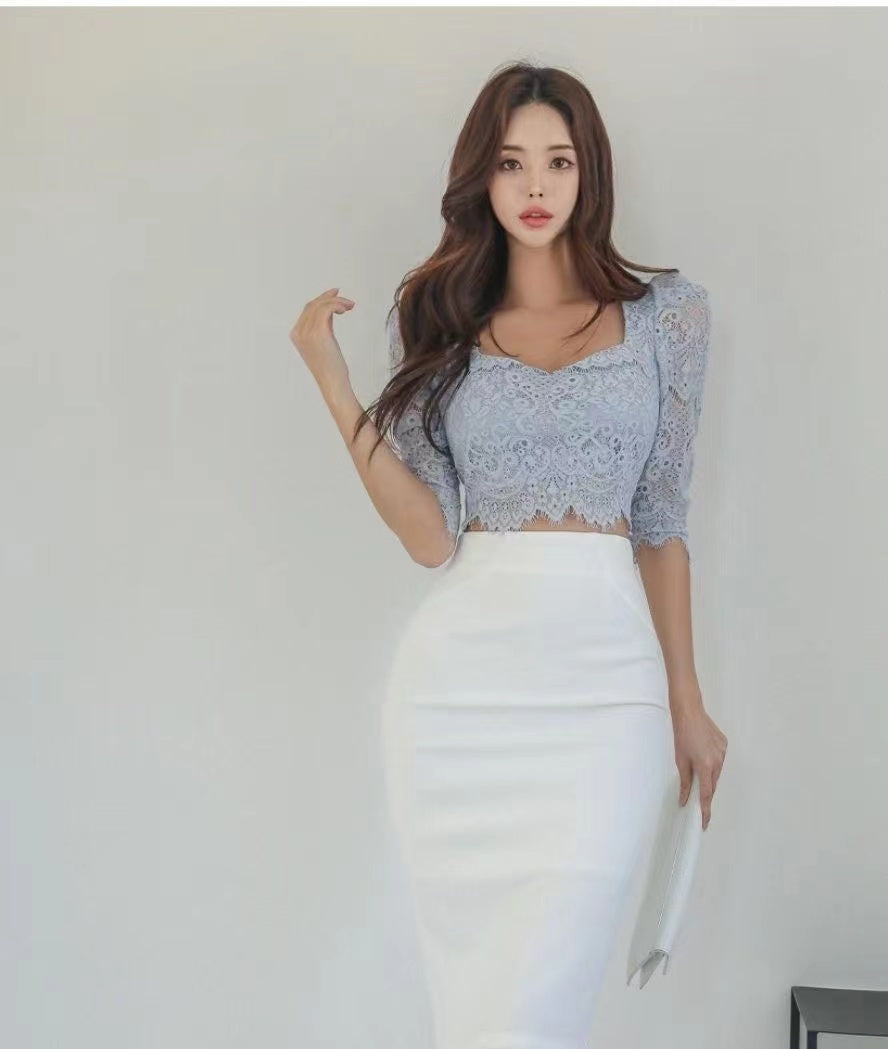 White Basic Midi Skirt