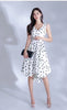 Polka Dot V Neck Assymetric Dress