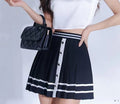 Striped Vertical Buttons Mini Skirt