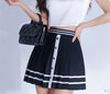 Striped Vertical Buttons Mini Skirt