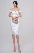 Off Shoulder Bodycon Satin Dress