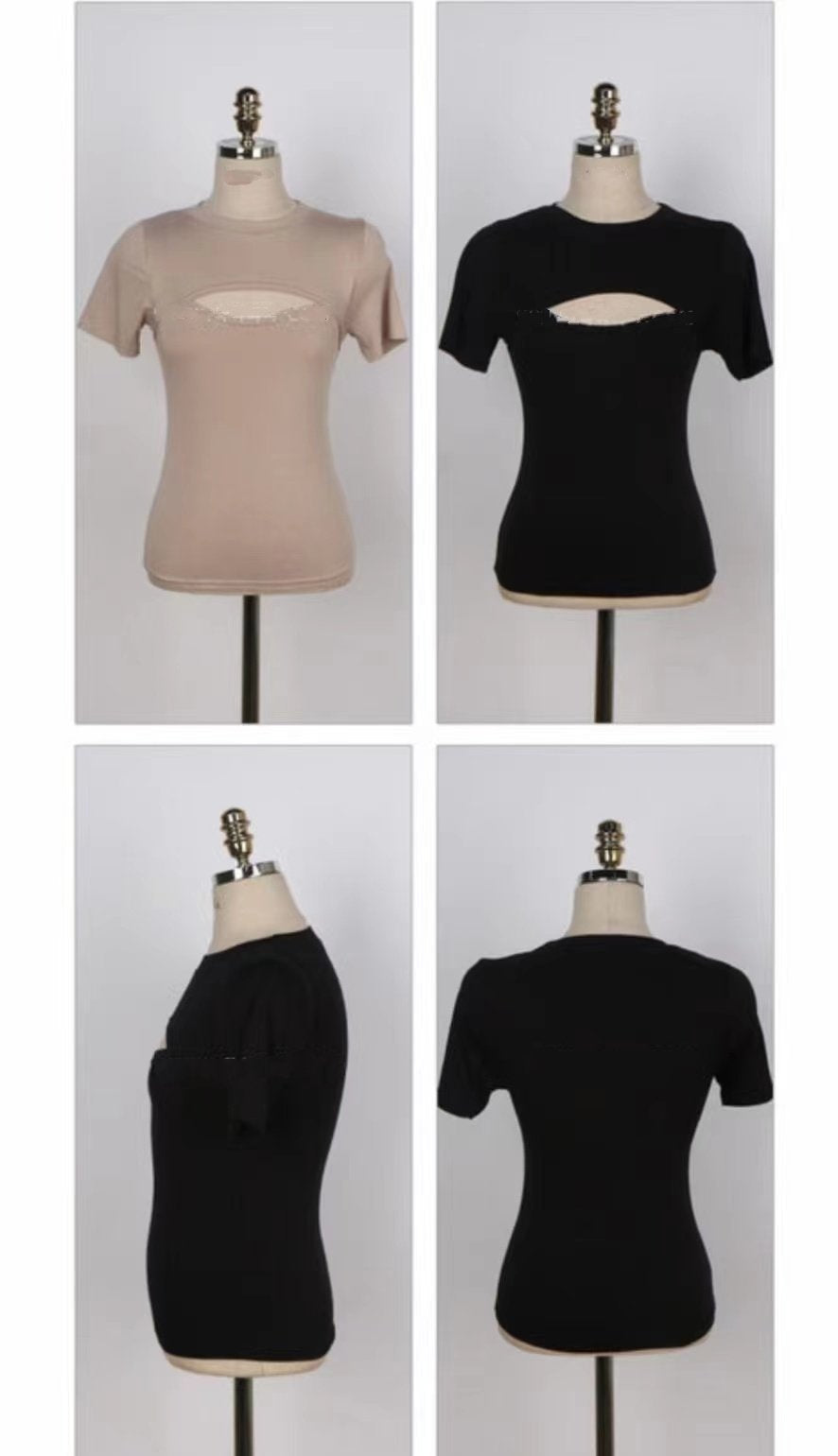 Short Sleeves Cut Out Top