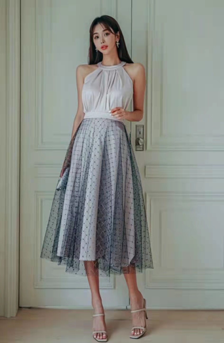 Gradient Tulle A Line Midi Skirt