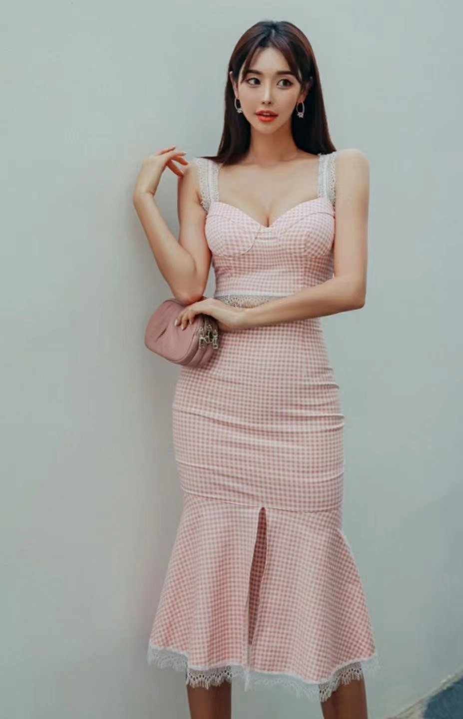 Lace Pastel Gingham Sleeveless Crop Top