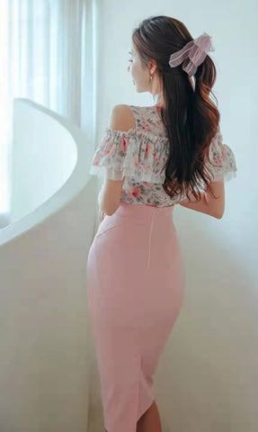 Pink Basic Lining High Waist Skirt