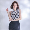 Chiffon Black Polka Halter Top