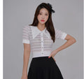 Pointed Sailor Collar Sheer Triangle Top