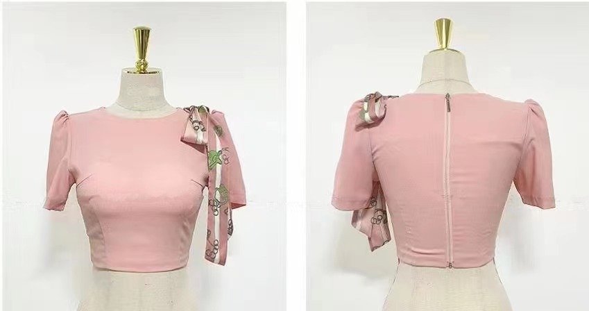 Puff Sleeve Shoulder Scarf Blouse